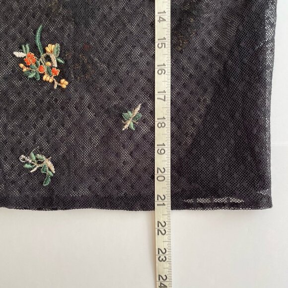 Anthropologie Maeve Embroidered Cadiz Sheer Floral Short Sleeve Top Keyhole Back - Picture 12 of 12